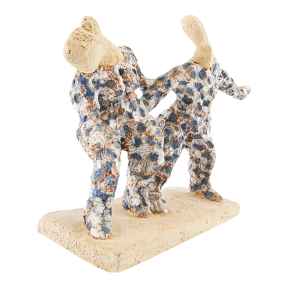 Late 20thc Tommy Assarsson : "two dancers" polychrome earthenware