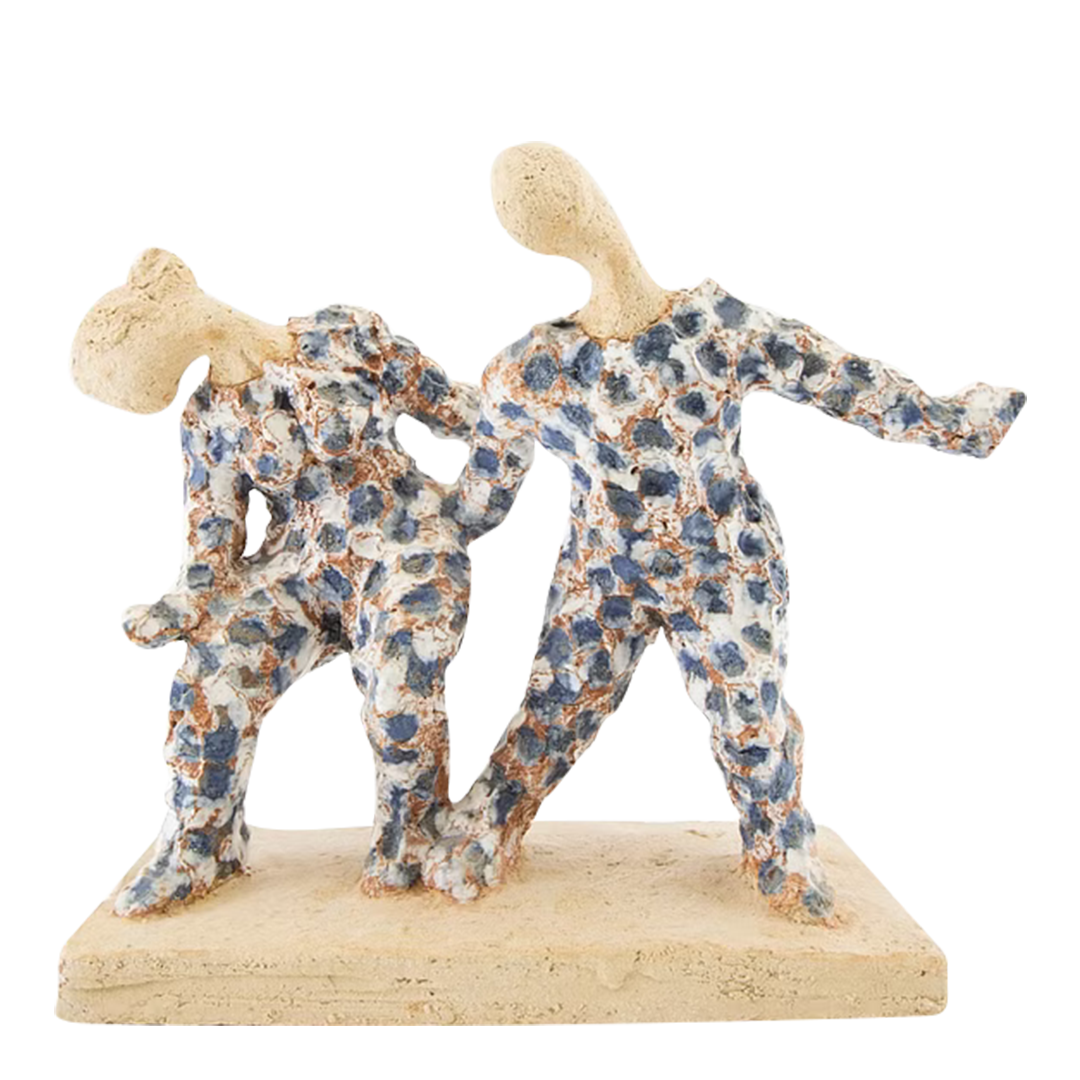 Late 20thc Tommy Assarsson : "two dancers" polychrome earthenware