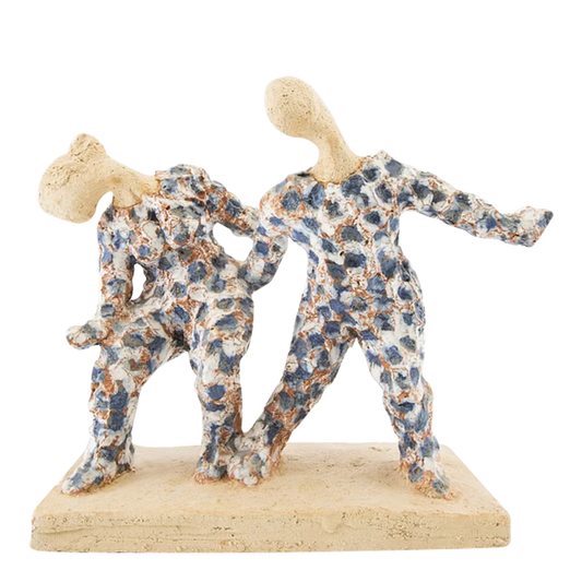 Late 20thc Tommy Assarsson : "two dancers" polychrome earthenware