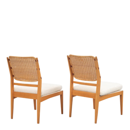 1956 Marianne von Münchow : pair beechwood & rattan side chairs