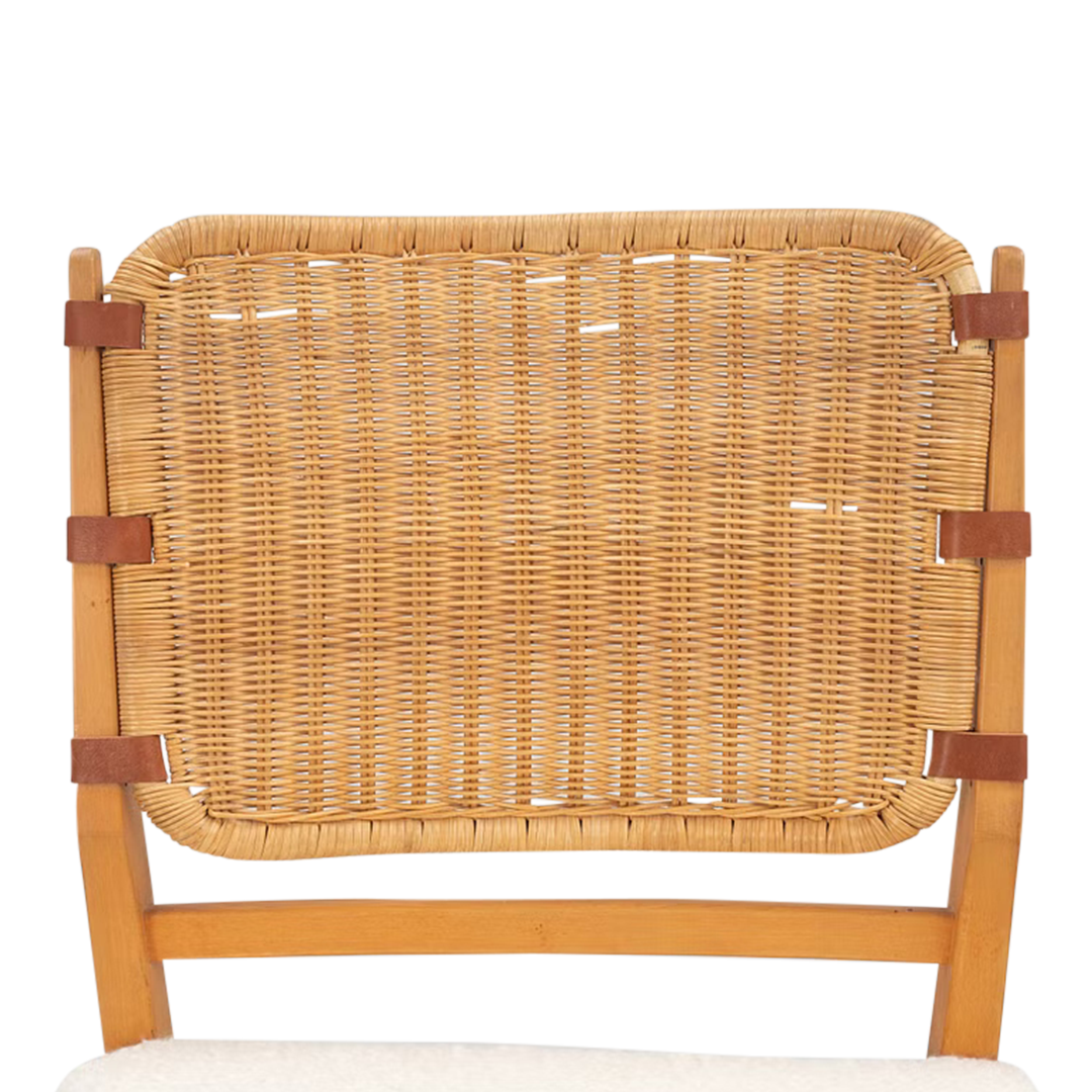 1956 Marianne von Münchow : pair beechwood & rattan side chairs