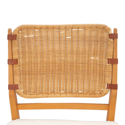 1956 Marianne von Münchow : pair beechwood & rattan side chairs