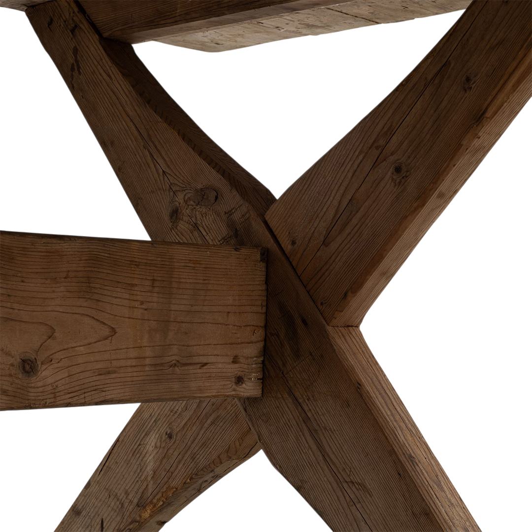 Early 20thc Swedish : solid pinewood trestle table, open joinery