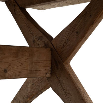 Early 20thc Swedish : solid pinewood trestle table, open joinery