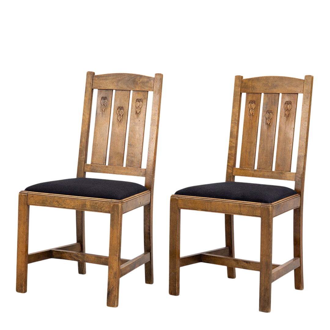 c1915 Carl Westman : Art Nouveau birch chair w/carved motif