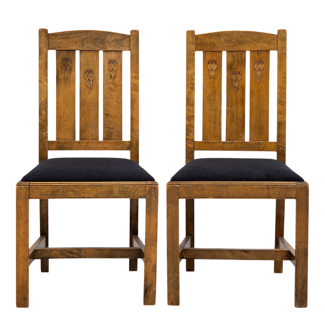c1915 Carl Westman : Art Nouveau birch chair w/carved motif