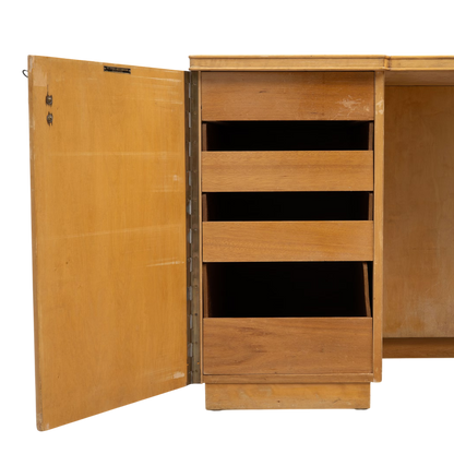 1940s Axel Larsson : "1000 Series" flame birch desk, Bodofors