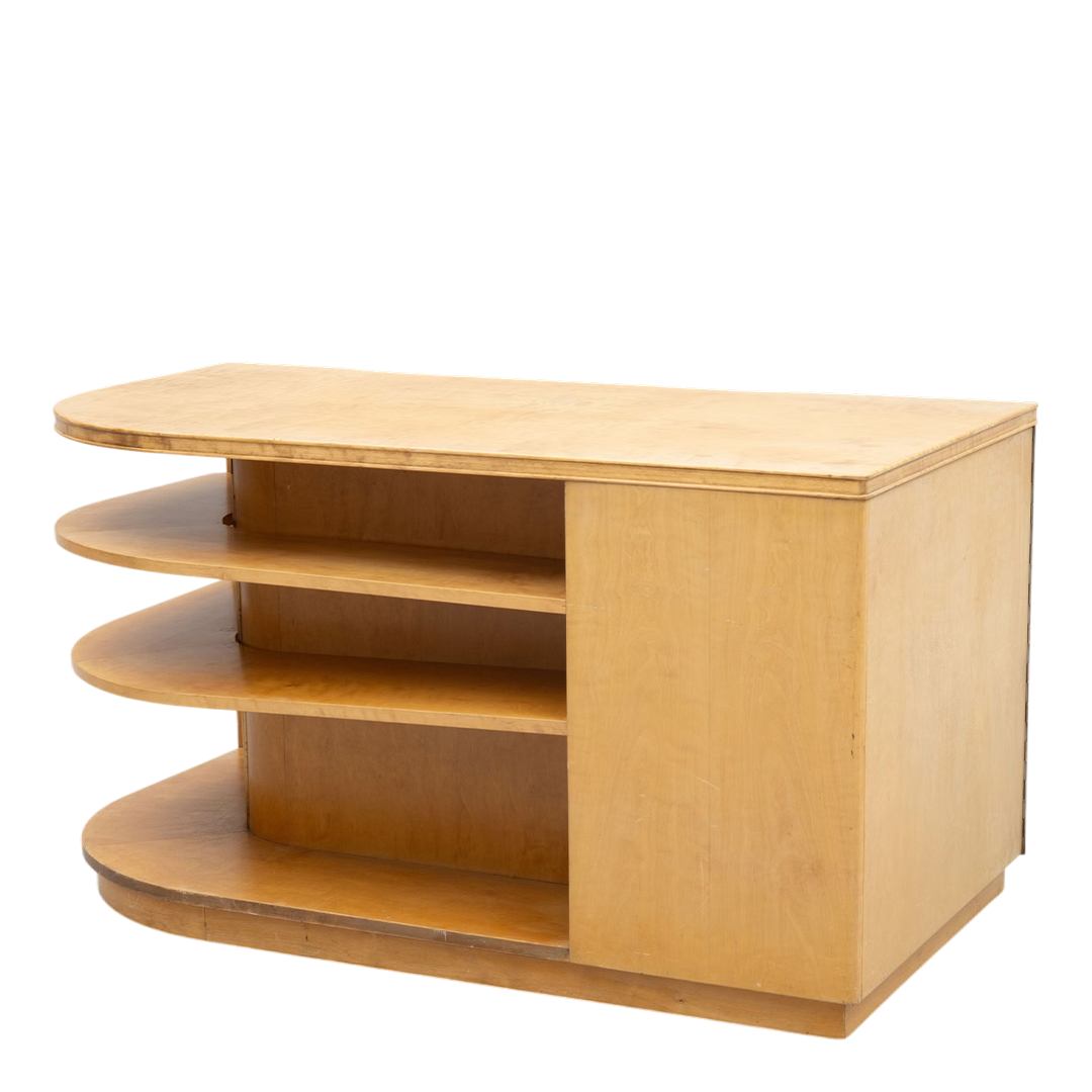 1940s Axel Larsson : "1000 Series" flame birch desk, Bodofors
