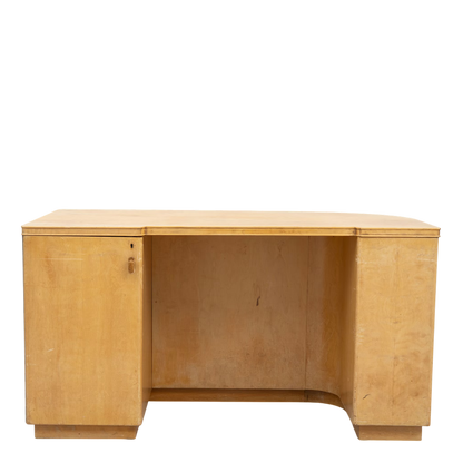 1940s Axel Larsson : "1000 Series" flame birch desk, Bodofors