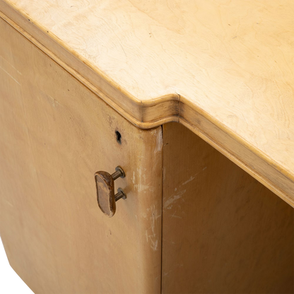 1940s Axel Larsson : "1000 Series" flame birch desk, Bodofors