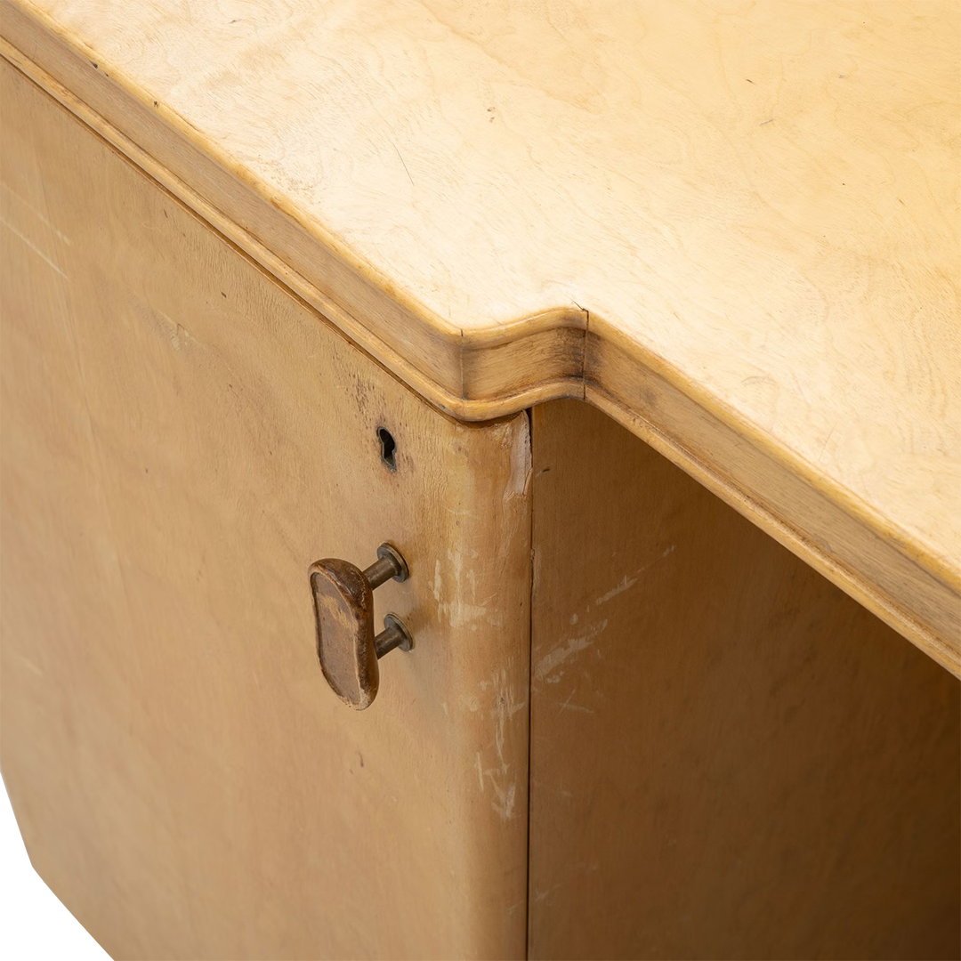 1940s Axel Larsson : "1000 Series" flame birch desk, Bodofors