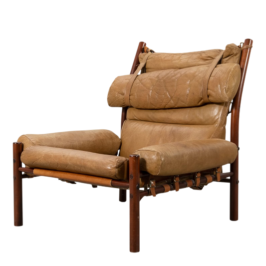 1970s Arne Norell : "Inca" model leather lounge chair, Sweden