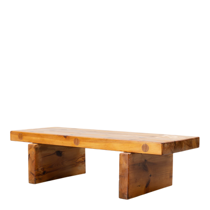 1969 Roland Wilhelmsson : solid pinewood plank coffee table/bench