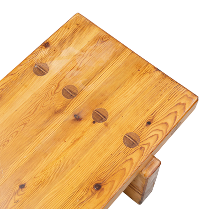 1969 Roland Wilhelmsson : solid pinewood plank coffee table/bench