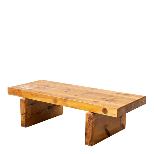 1969 Roland Wilhelmsson : solid pinewood plank coffee table/bench