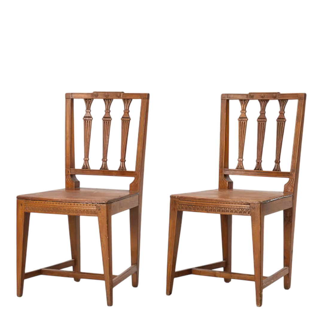 1840 Swedish : pair of late Gustavian Royal Commission side chairs
