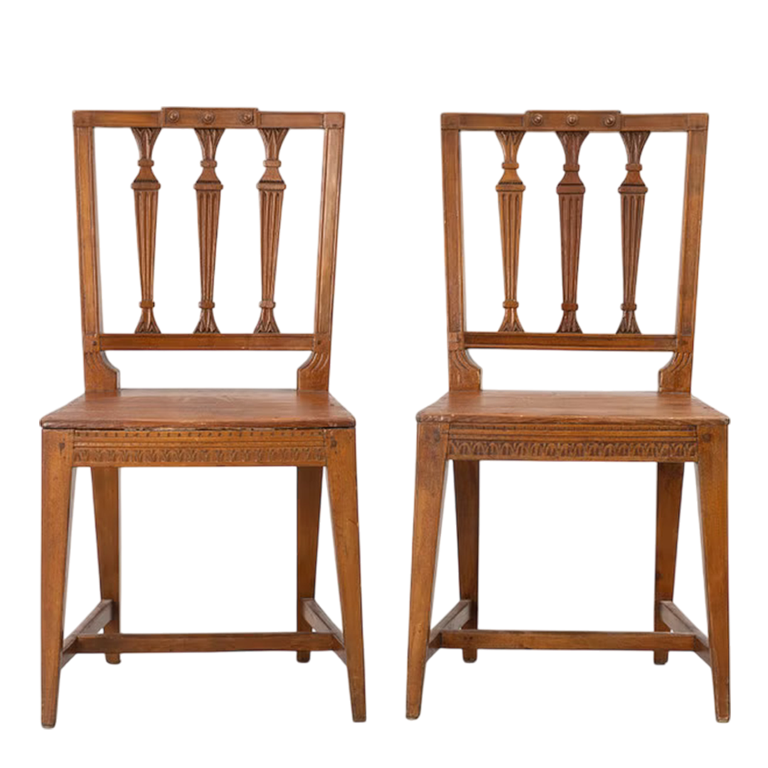 1840 Swedish : pair of late Gustavian Royal Commission side chairs