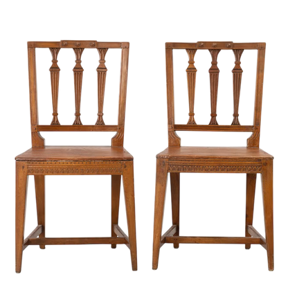 1840 Swedish : pair of late Gustavian Royal Commission side chairs