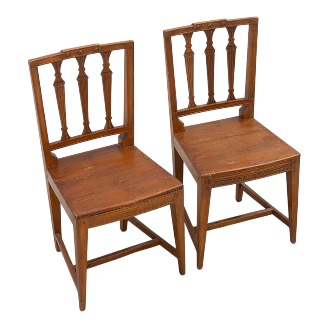 1840 Swedish : pair of late Gustavian Royal Commission side chairs