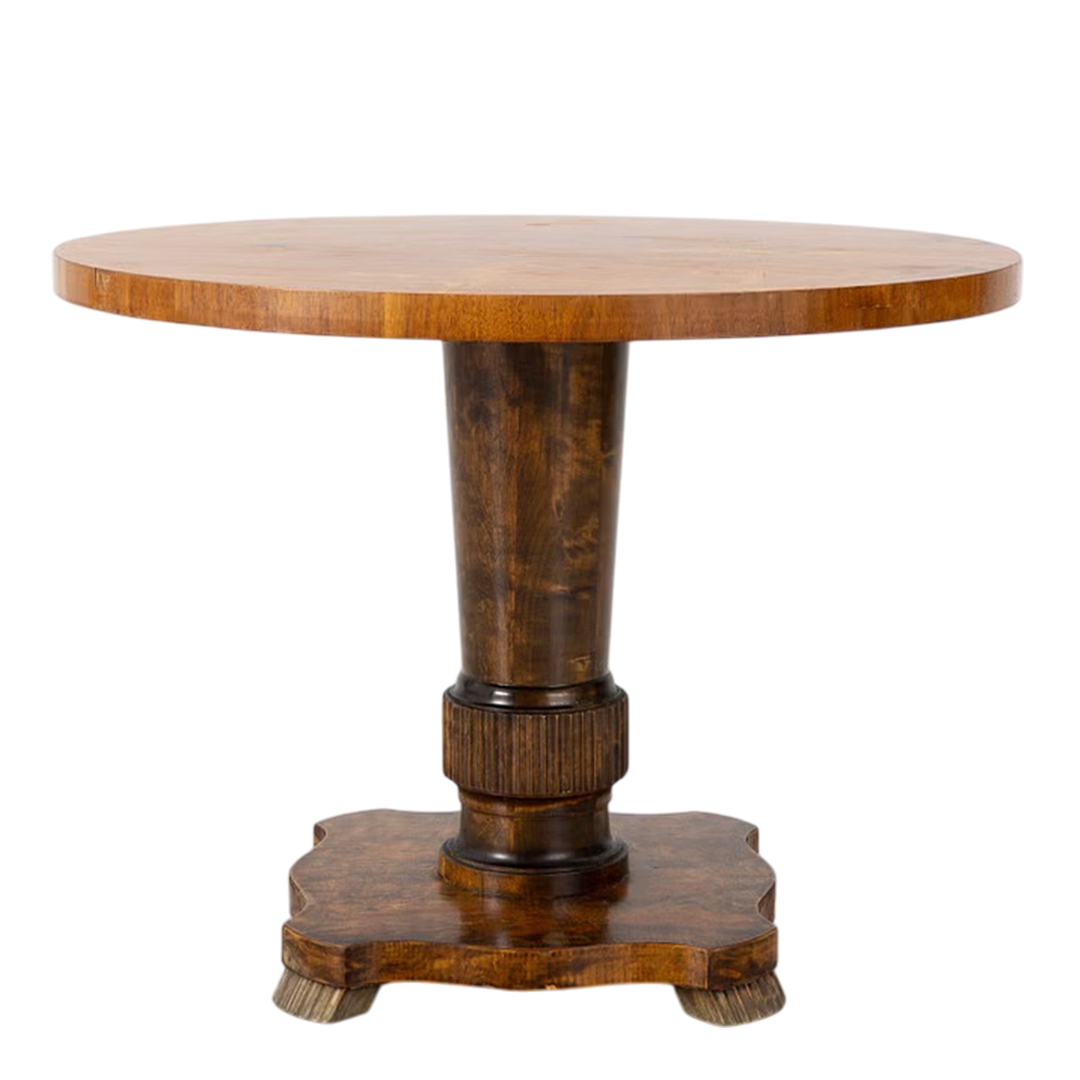 Late 1920s Swedish Grace : marquetry decorated 31" pedestal side table