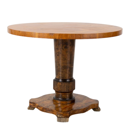Late 1920s Swedish Grace : marquetry decorated 31" pedestal side table