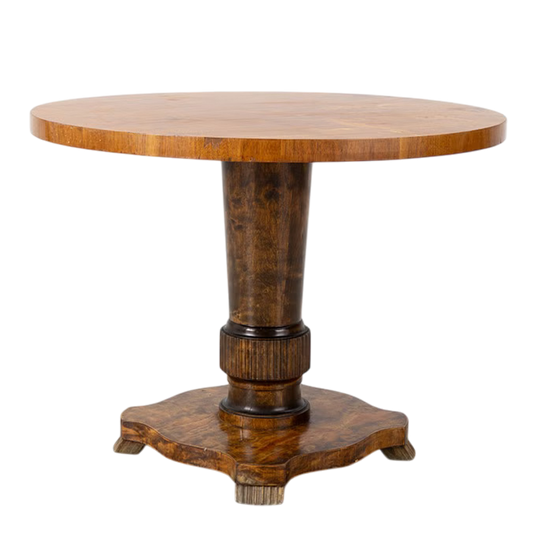 Late 1920s Swedish Grace : marquetry decorated 31" pedestal side table
