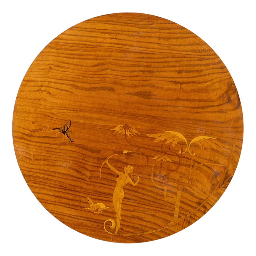 Late 1920s Swedish Grace : marquetry decorated 31" pedestal side table