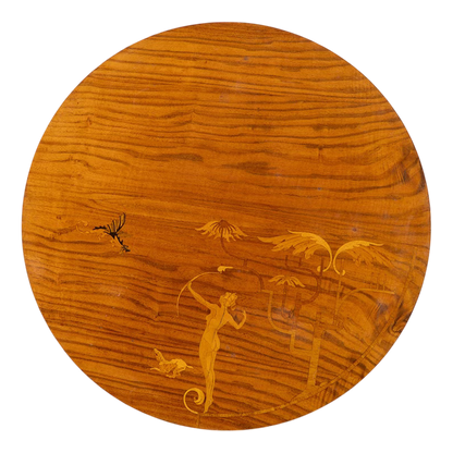 Late 1920s Swedish Grace : marquetry decorated 31" pedestal side table