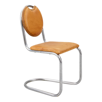 1930s Sven Markelius : tubular chrome & leather "Epa" side chair