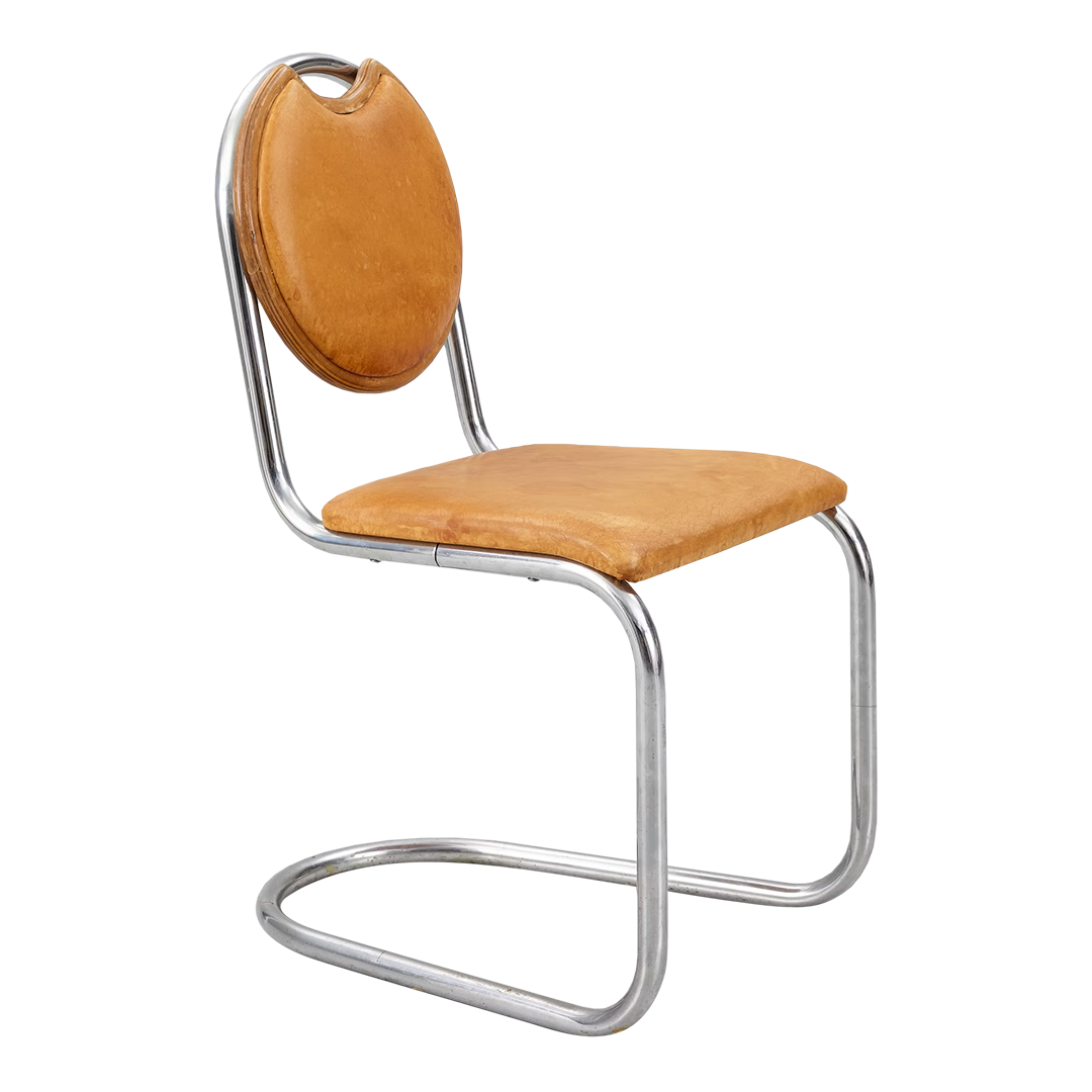1930s Sven Markelius : tubular chrome & leather "Epa" side chair