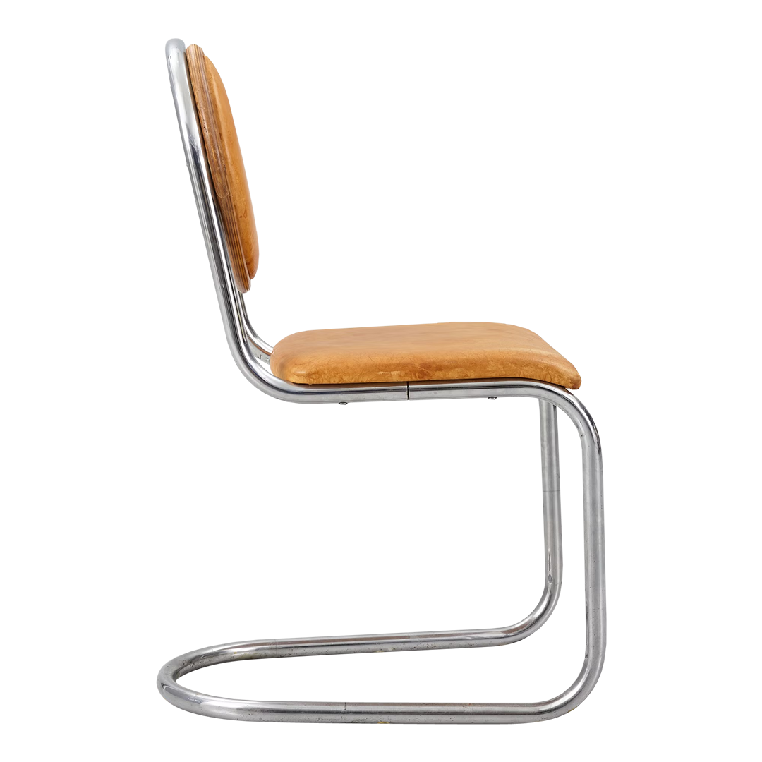 1930s Sven Markelius : tubular chrome & leather "Epa" side chair