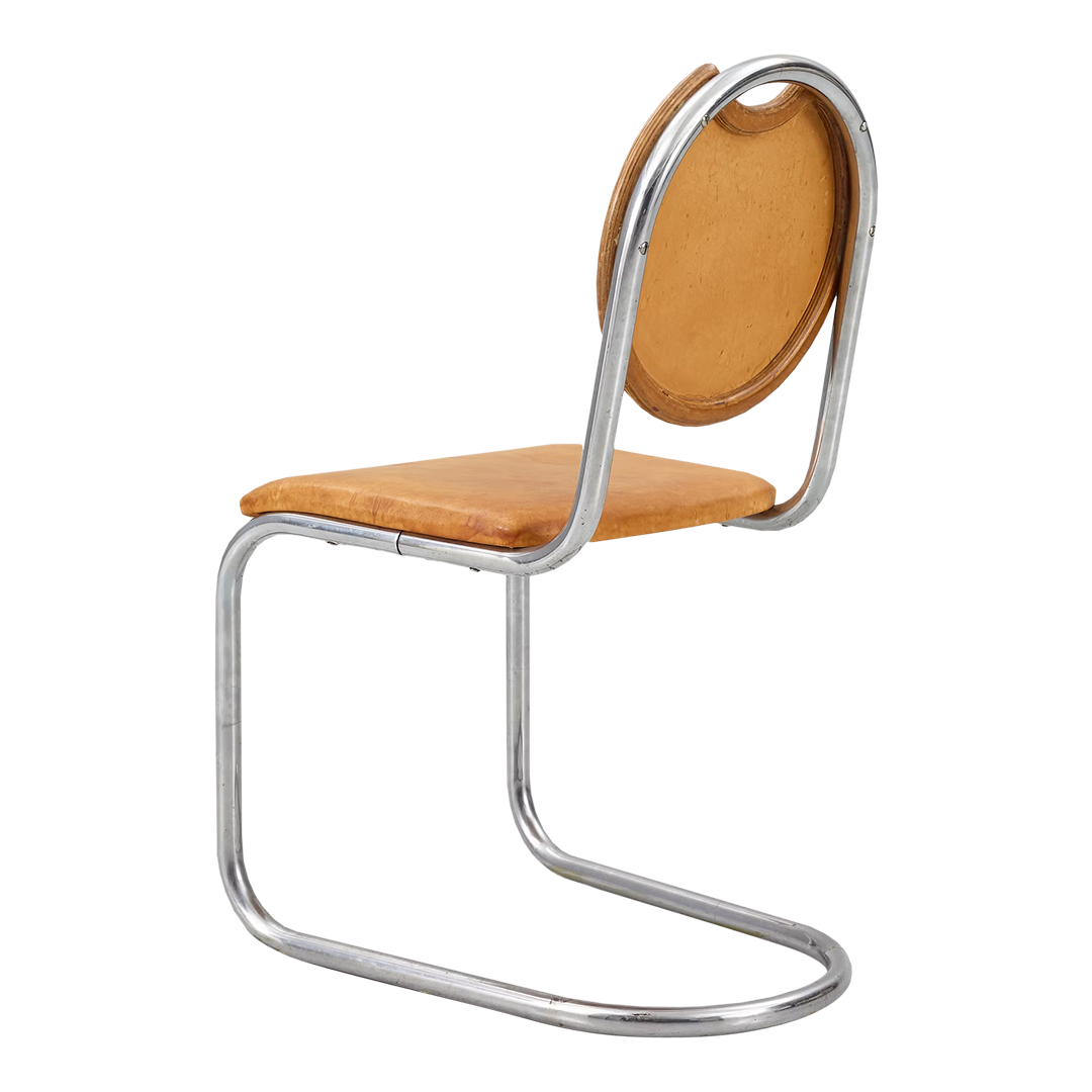 1930s Sven Markelius : tubular chrome & leather "Epa" side chair