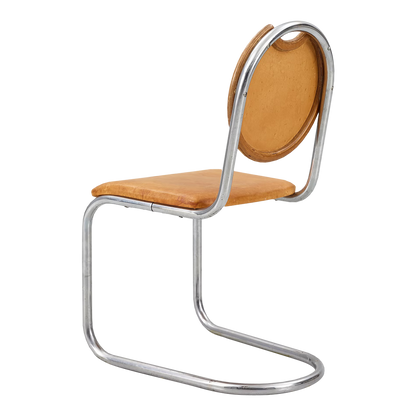 1930s Sven Markelius : tubular chrome & leather "Epa" side chair