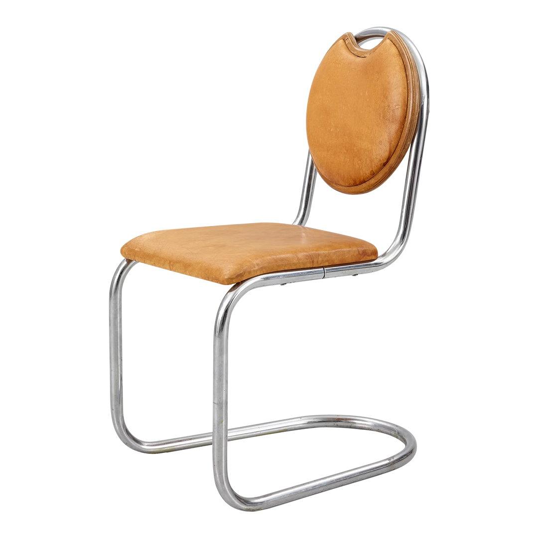 1930s Sven Markelius : tubular chrome & leather "Epa" side chair