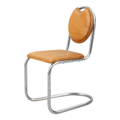 1930s Sven Markelius : tubular chrome & leather "Epa" side chair