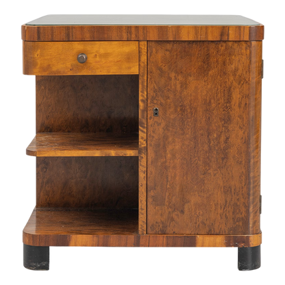 1930s Swedish : late Art Deco burl birch and walnut smoking table