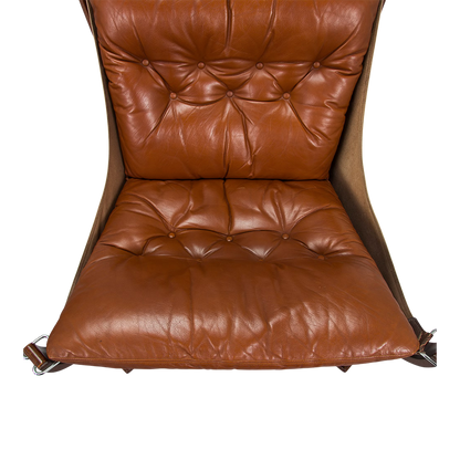 1970s Sigurd Ressel : classic low-back "Falcon" chair in medium brown leather