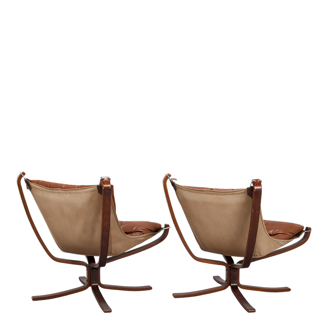 1970s Sigurd Ressel : classic low-back "Falcon" chair in medium brown leather