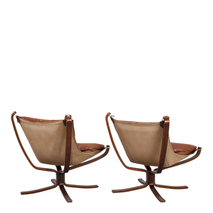 1970s Sigurd Ressel : classic low-back "Falcon" chair in medium brown leather