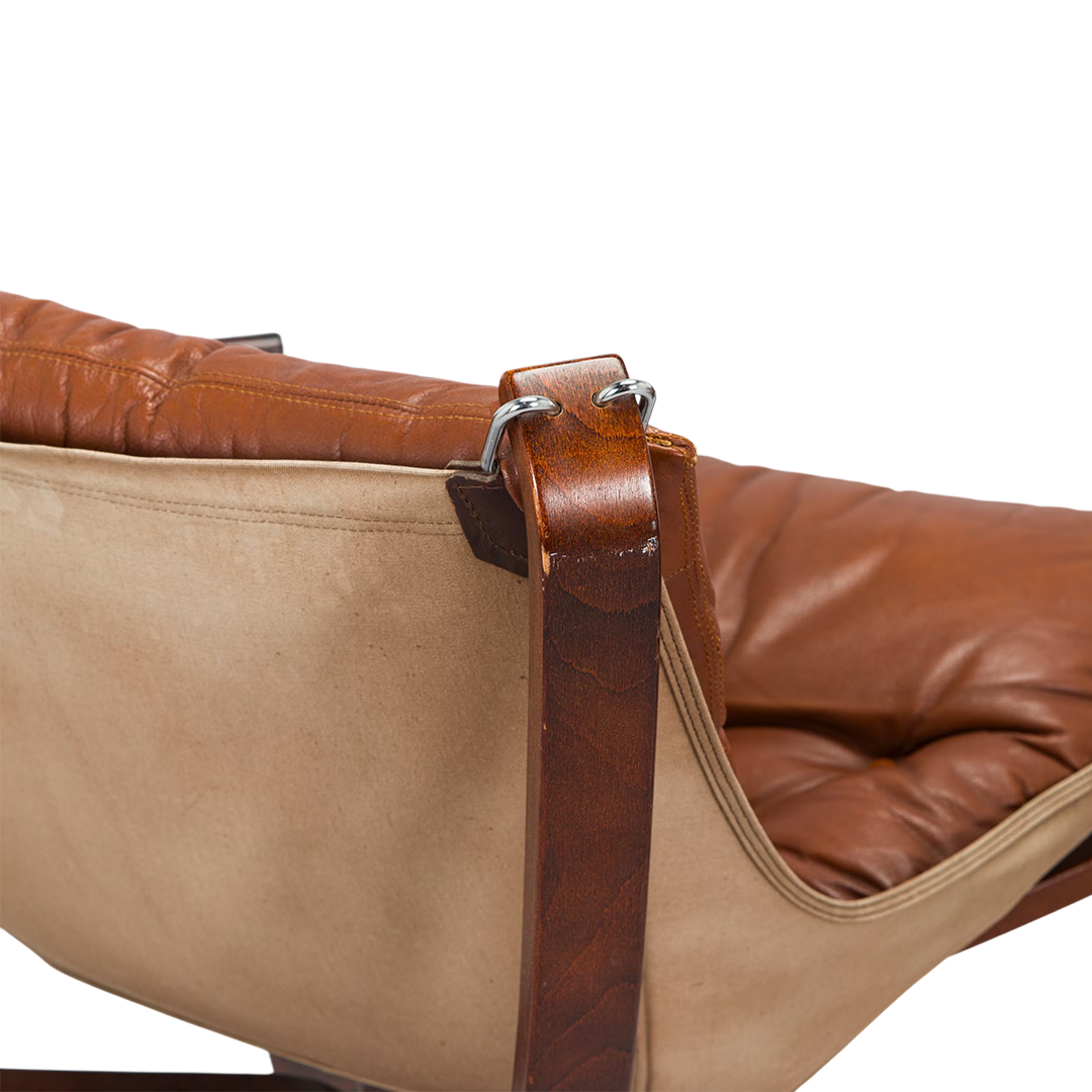 1970s Sigurd Ressel : classic low-back "Falcon" chair in medium brown leather