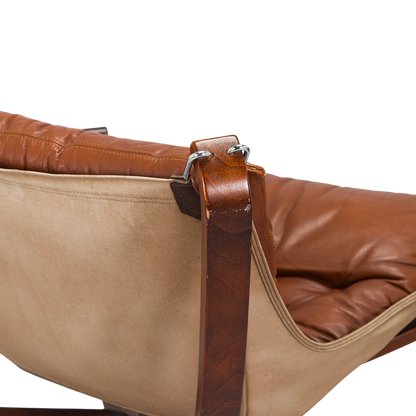 1970s Sigurd Ressel : classic low-back "Falcon" chair in medium brown leather