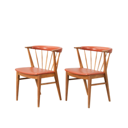 1950s Swedish : fanned spindle-back “cocktail chair” w/leatherette seating