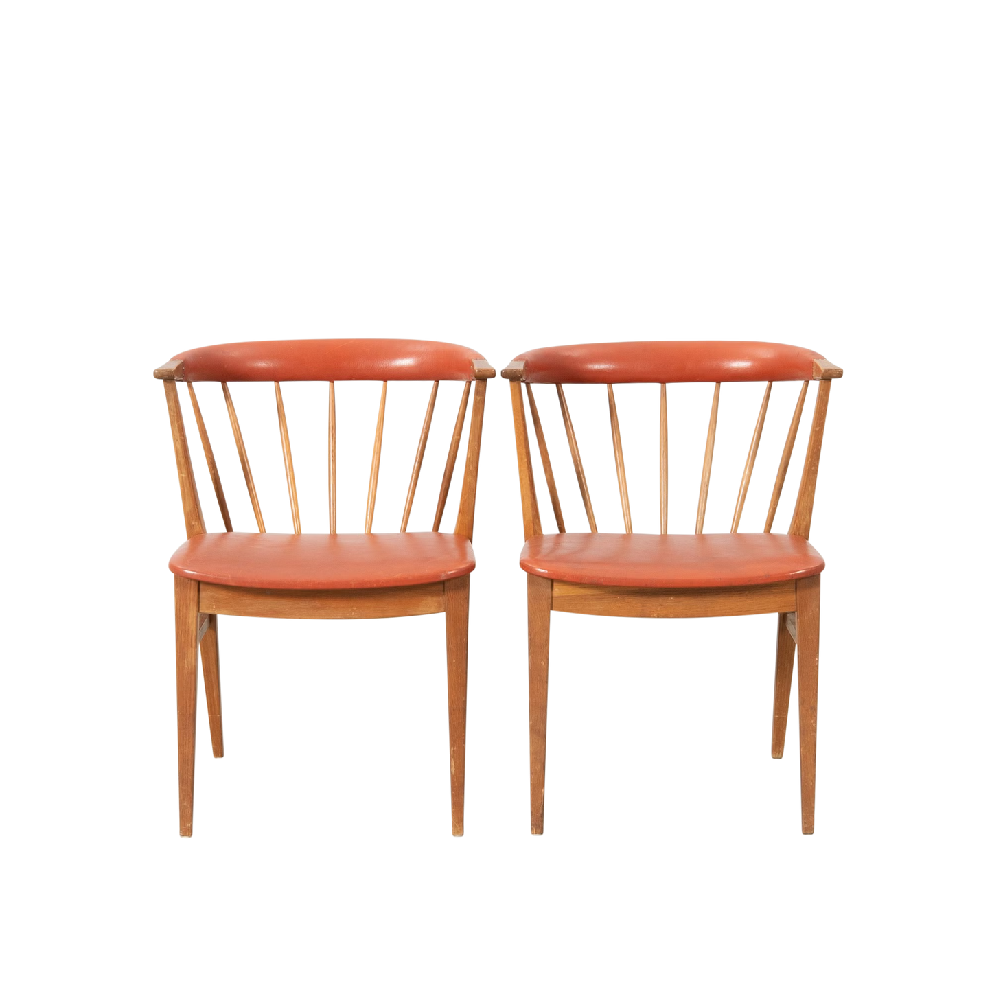 1950s Swedish : fanned spindle-back “cocktail chair” w/leatherette seating