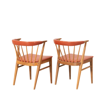 1950s Swedish : fanned spindle-back “cocktail chair” w/leatherette seating