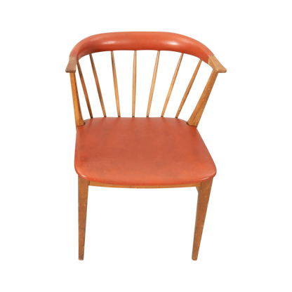 1950s Swedish : fanned spindle-back “cocktail chair” w/leatherette seating