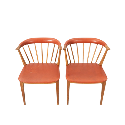 1950s Swedish : fanned spindle-back “cocktail chair” w/leatherette seating