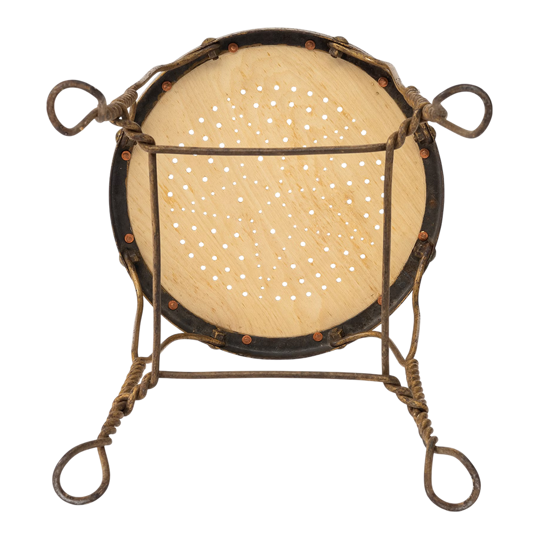 c1910 French : Belle Époque hand-forged wrought iron garden stool