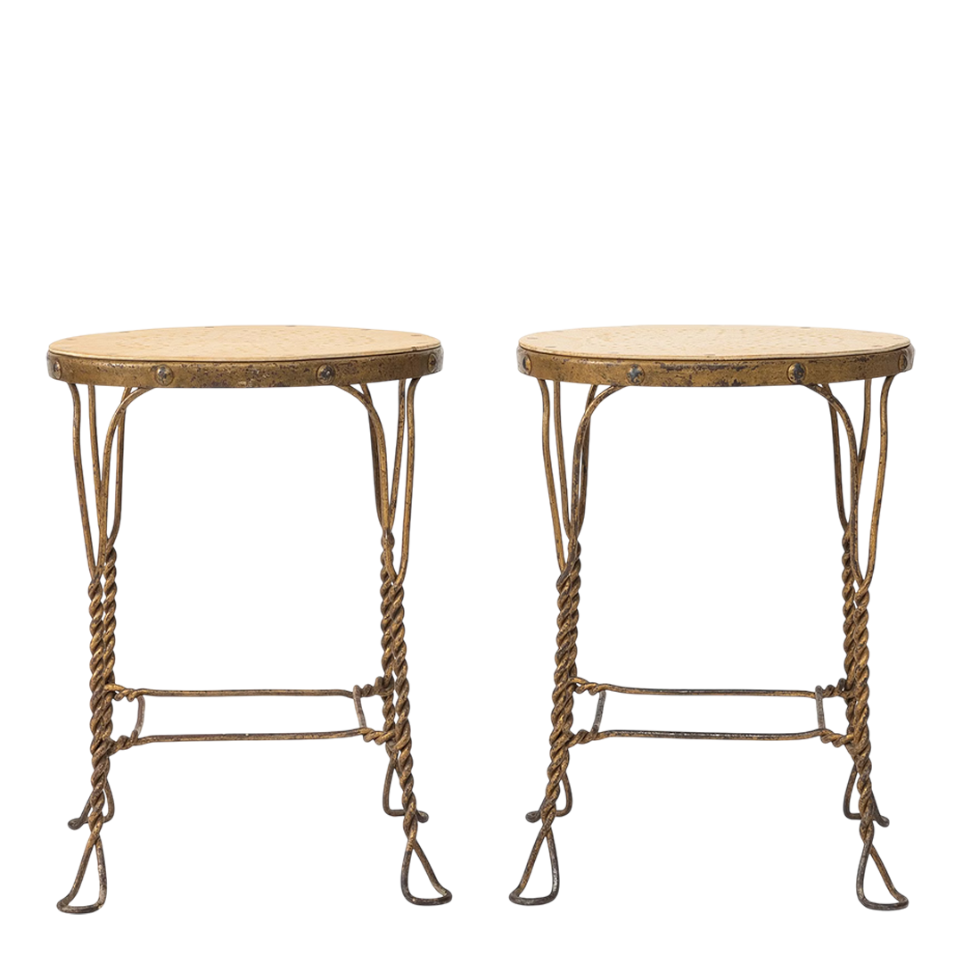 c1910 French : Belle Époque hand-forged wrought iron garden stool