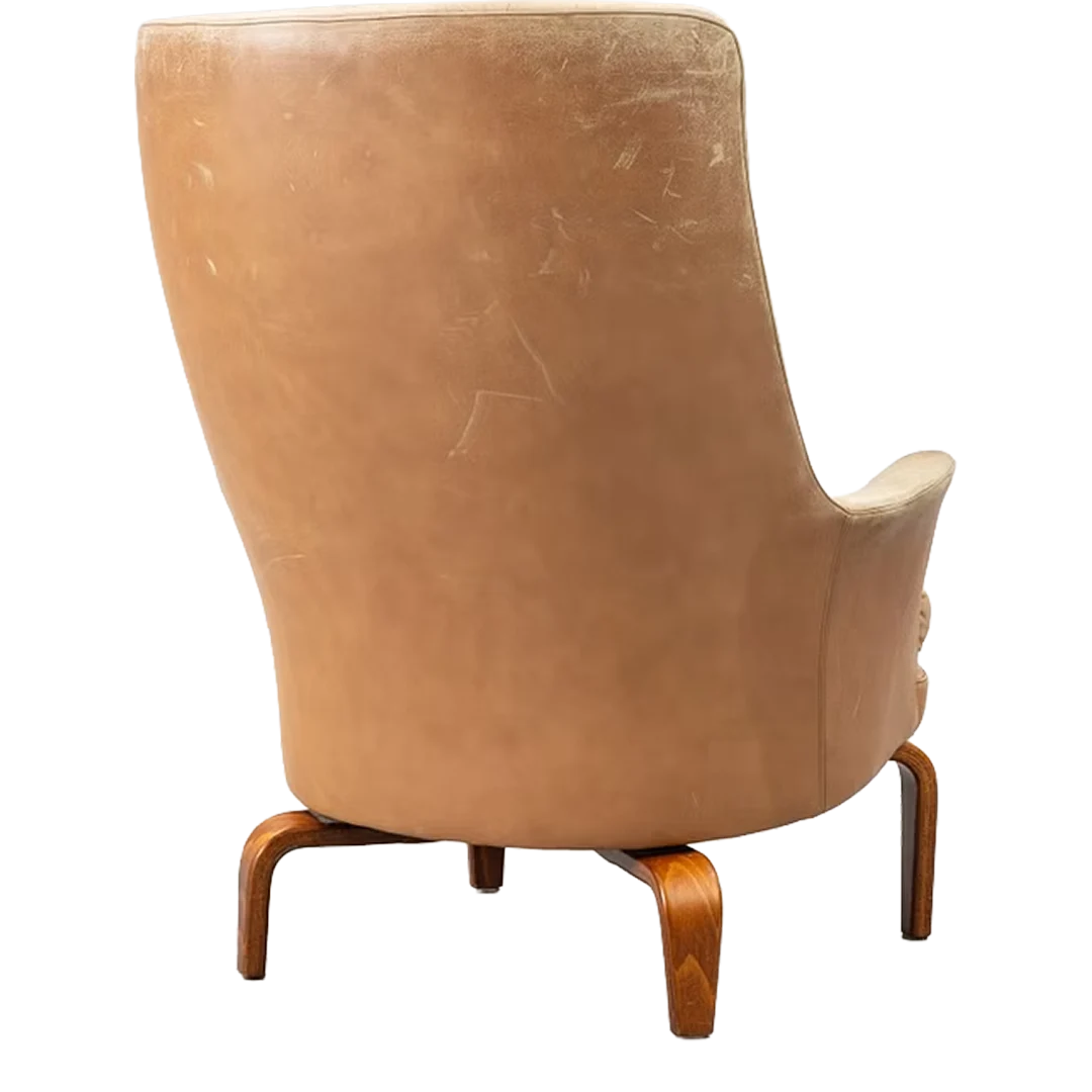 Late 1960s Arne Norell : bent beechwood & leather "Pilot" lounge chair