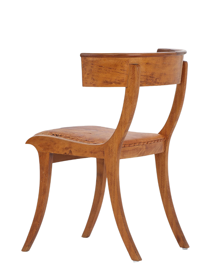 1920s Kay Otto Fisker : Danish beech, nutwood & leather Klismos chair